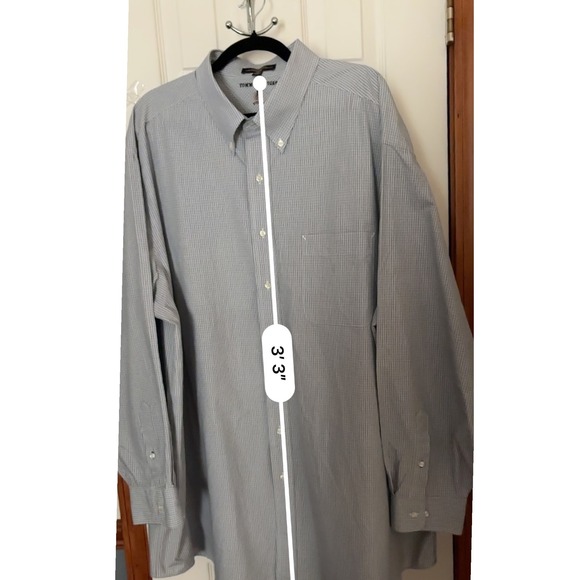 Tommy Hilfiger Big‎ Mens Button Down Shirt Gray Plaid Check Long Sleeve 19 34/35 - Picture 4 of 13